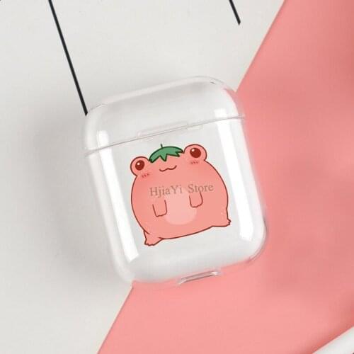 Strawberry frog Cases For Apple AirPods 1 2 Case Clear Wireless Bluetooth Earphone Case Protective Shell