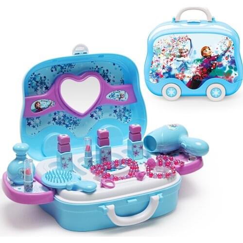 Beauty & Fashion Toys 2019 new Disney Frozen makeup suitcase childrens play simulation dressing table toy set birthday gift