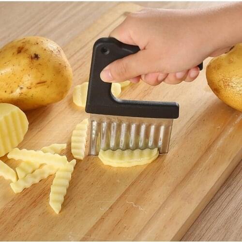 1pcs Potato Chips Slicer Wavy Cutter Stainless Steel Knife for Potato Vegetable Cutting French Fries Kitchen Gadgets