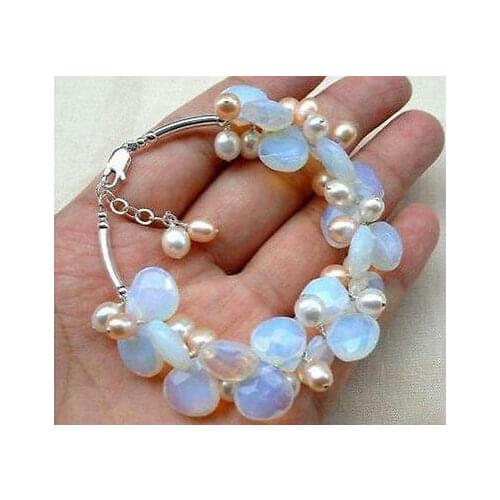 Exquisite Salt Water Pearl & Moonstone Bracelet AAA style Fine jewe Noble 100% Natural