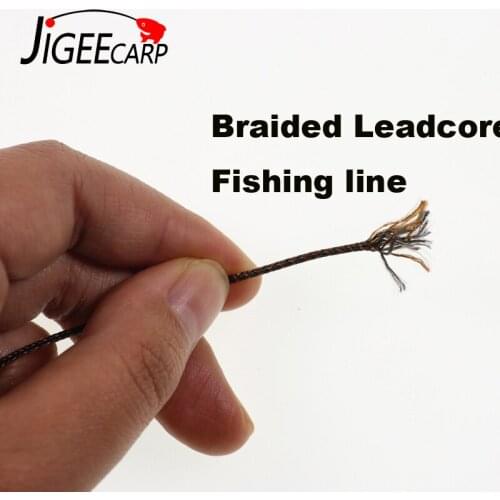 JIGEECARP 2m Fishing Line Carp Leadcore Lead Core for Rig Leader Line Camo Brown Hooklink Carp Coarse Fishing Tackle