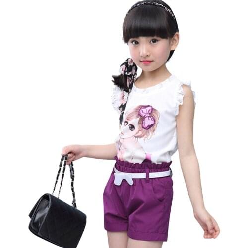 Girls Clothes Set Summer Cartoon Vest + Short Pants 2 PCS Children Clothing For Girls Teen Kids Girls Clothes 8 10 12 14 Year