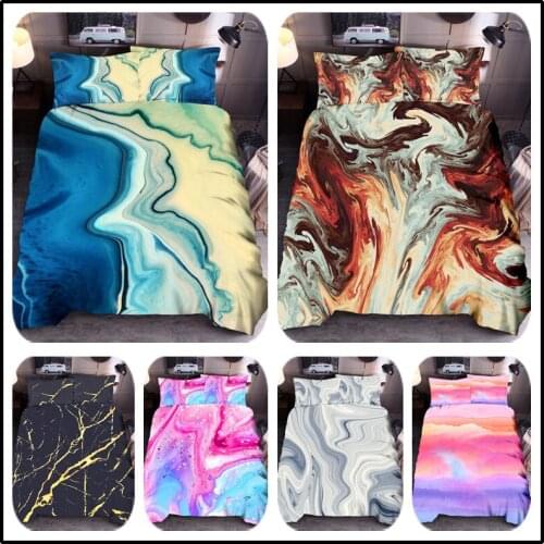 Printed Marble Bedding Set Colorful Duvet Cover King Queen Size Quilt Cover Brief Bedclothes Comforter Cover 3Pcs