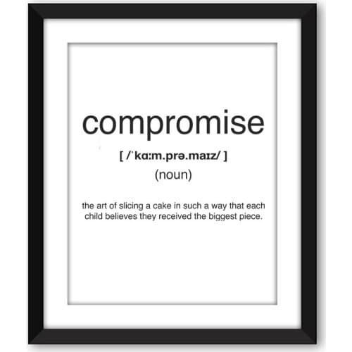 Compromise Definition Poster Canvas Painting Inspiration Print Wall Art Picture for Living Room Interior Home Decor Motivation