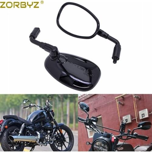 ZORBYZ Motorcycle 10mm Black Oval Rearview Side Mirrors E3 Mark For Harley Honda Scooter GN250 GV250