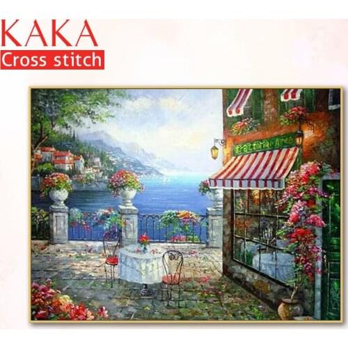 Cross stitch kits,Embroidery needlework sets with printed pattern,11CT-canvas for Home Decor Painting,Landscape Full NCKS096