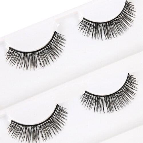2 Pairs Handmade False Eyelashes Beauty Natural Dense Soft Long Cross Lashes Fake Eyelashes for Party Cocktail Everyday Use