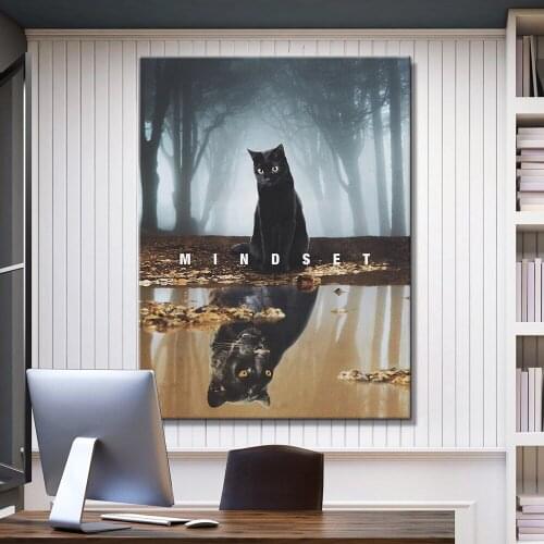 Print Canvas Decor Mindset Wall Art Cat panther Painting Modular Reflection Poster Animal Modern Nordic Picture Living Room