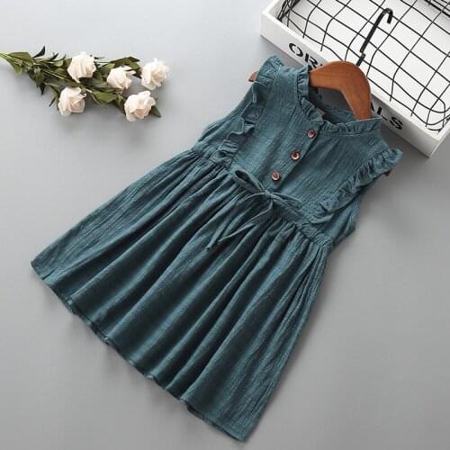 Girl princess casual dress Summer children bow knot clothing baby girls dresses for 2-7T kids sleeveless Clothes