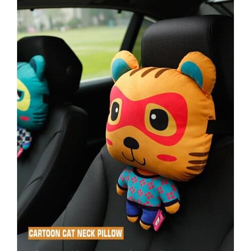 1 Piece Cute Cartoon Cat Car Headrest Pillow Car Neck Pillow Car Interior Decorations Vegetables Design Gift Accessories Styling