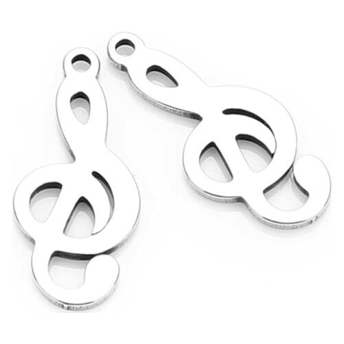 20pcs/set 7X15.7mm Stainless Steel Musical Note Pendants For Necklace Bracelets Diy Jewelry Making Chrams Beads