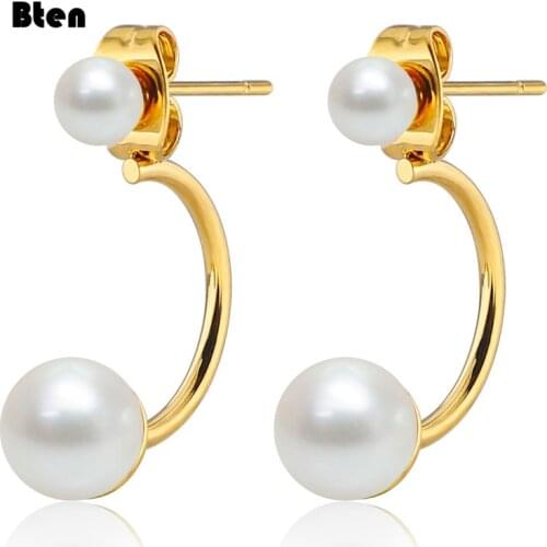 Bten Simple Big Clear Pearl Earrings Simple Round White Pearl Earrings Jewelry Classic Earrings For Women Elegant Gifts