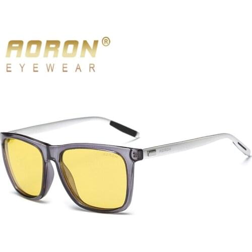 2018 AORON Night Vision Polarized Sunglasses Men Women Luxury Brand Driving Yellow Lens Goggles UV400 Anti Glare Glasses Oculos