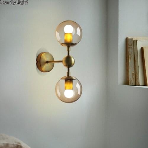 Modern Home Wall Light Headboard Copper Lamp Glass Gold Bedside Classic Design Wall Lamp Sconces Kitchen Loft Globe Shop Atelier