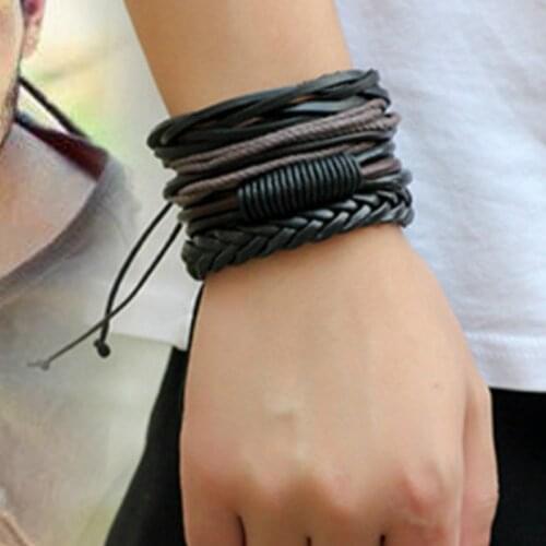 CIBOCIBO Vintage Bracelet Men 2021 Luxury Leather Wristband Bracelet Men Braided Punk Fashion Bohemia Pulsera Hombre Men Gifts