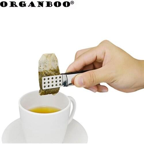 ORGANBOO 1PC Stainless steel tea bag clip anti-hot clamp tong tea accessories small food clips