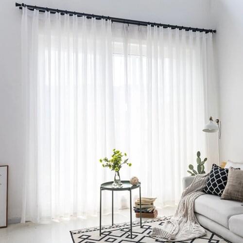 Chicity Jacquard white tulle Curtains for Living Room Kitchen White American Style fringe curtain for Bedroom Window
