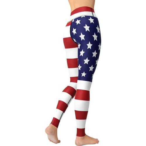 America Flag Leggings Women Fitness Trousers High Waist Compressor Pants Seamless Elastic Pant Woman Running Sportwear S~2XL