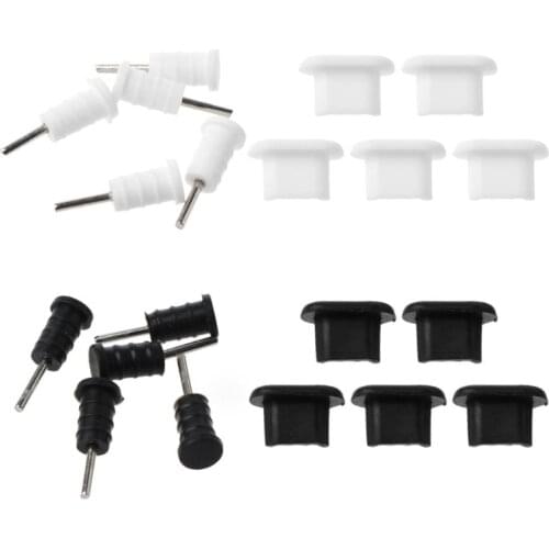10 Sets Charging Port Micro USB Plug Protection 3.5mm Earphone Jacksets Dustpremoval Tool SIM Card Smart Phone