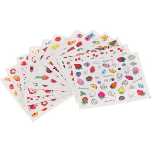 12 Pieces Professional Nail Art Sticker Decals DIY Flower Fruit Mixed Design,Easy to Apply On Natural or Artificial Nails