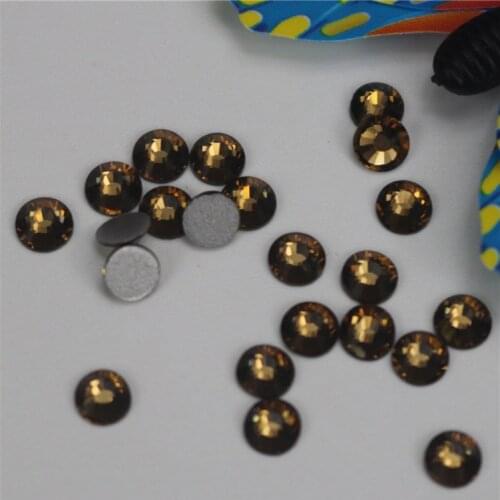 1440pcs/lot Smoked Topaz FlatBack Strass Nail art Rhinestone 3D Glass Round Crystal Stones For DIY Nails Decorations Charms