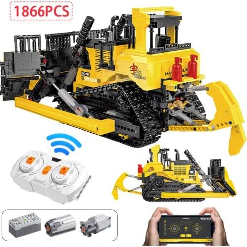 1866Pcs City Project Bulldozer APP Programming RC Car Building Blocks DIY Remote Control Vehicle Bricks Educate Toys For Boys