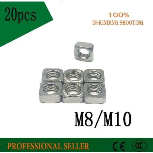 20pcs M8 M10 nut High Quality 304 /201 /316 Stainless Steel A2-70 Grade 4.8 Square Nuts