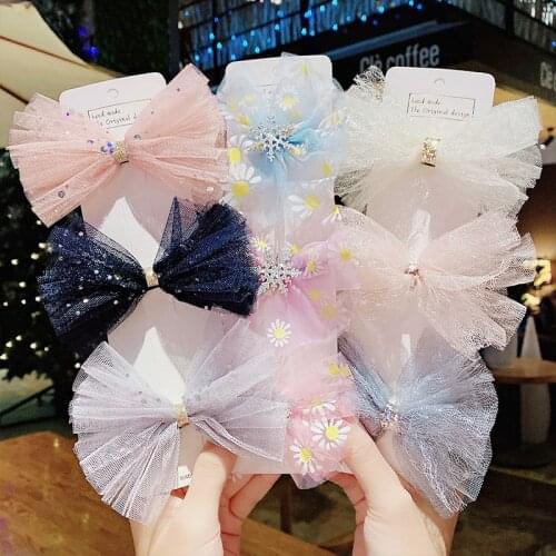 3PCS/Set New Girls Cute Chiffon Yarn Bow Hairpins Kids Sweet Hair Ornament Headband Hair Clip Barrettes Fashion Hair Accessories