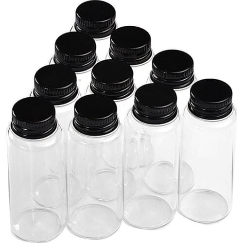 50Pcs 25ml Borate Container with Black Aluminum Lid Glittering Translucent Wishing Bottles Cosmetic Perfume Vials
