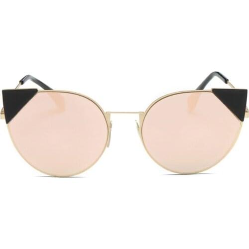 BZ265 Stylish Colorful Sunglasses Personality Gold Frame Angle Oversize Round Mirror Fashion Lens Glasses UV400 Protect