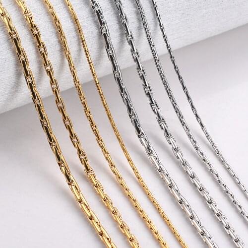 1 piece Men Women Choker Necklace Stainless Steel Necklace Chain Width 1.2mm/1.8mm/2.2mm/2.5mm
