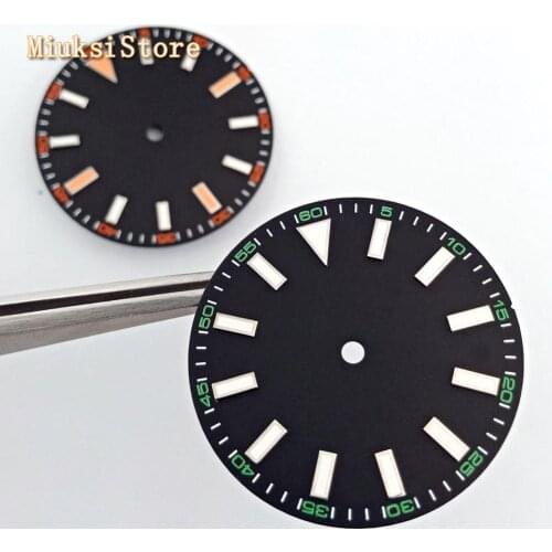 30.8mm black watch dial green luminous kit fit Miyota 8205/8215/821A/82 series,Mingzhu DG2813/3804 movement