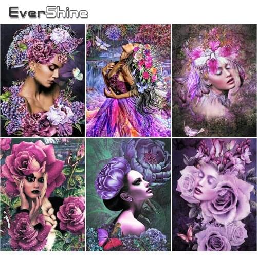 Evershine 5D DIY Diamond Painting Woman New Arrival Diamond Embroidery Flowers Mosaic Art Cross Stitch Portrait Wall Decor