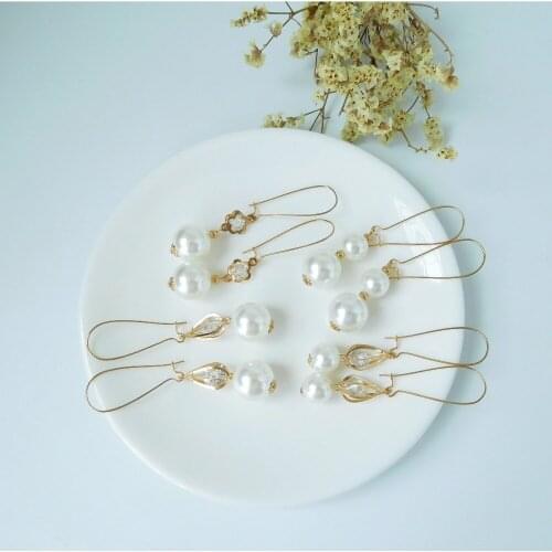 HC Elegant Pearl Crystal Vintage Earrings Women Gold Color Earrings Trendy Jewelry Fashion Bridal Wedding Long Drop Earrings F