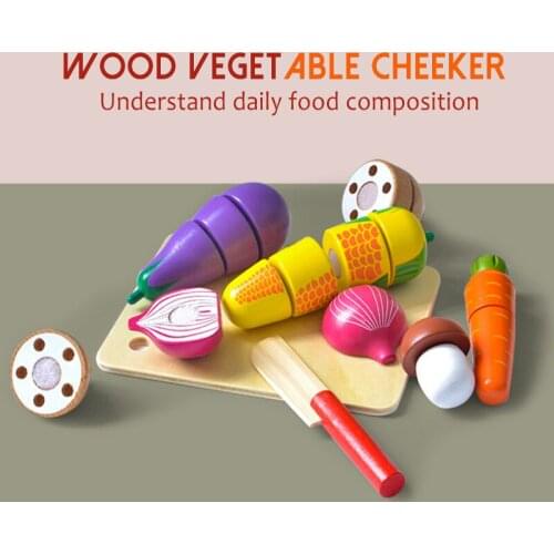 Simulation Kitchen Pretend Toy Wooden Classic Game Montessori Educational Toy For Children Kids Gift Cutting Fruit Vegetable Set