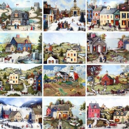 GATYZTORY Paint By Numbers For Adults Children HandPainted Countryside Scenery Oil Painting Home Decor Acrylic Painting