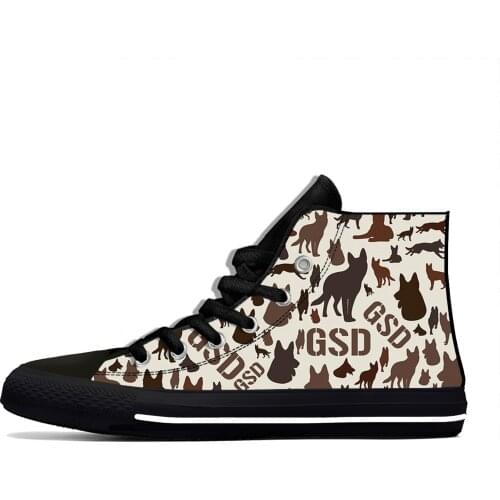 German shepherd dog Animal Cut kawaii Harajuku Fashion Lightweight High Top Canvas Shoes Men Women Casual Breathable Sneakers