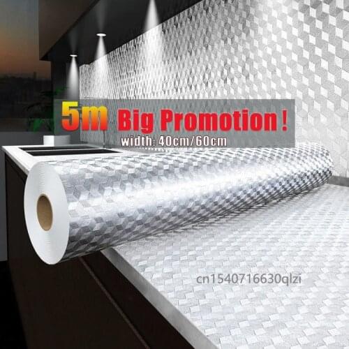 Kitchen Oil-Proof Waterproof Stickers Self Adhesive Aluminum Foil Stove Cabinet Drawer Decor Film Wall Sticker DIY Wallpaper