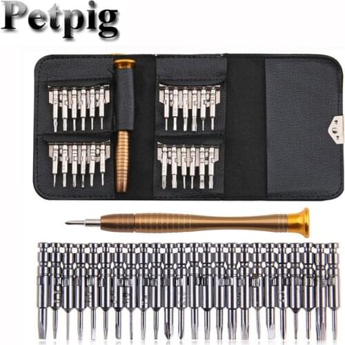 Petpig 25-in-1 Multi-function Leather Case Screwdriver Set Apple Phone Notebook Disassemble Maintenance Tools
