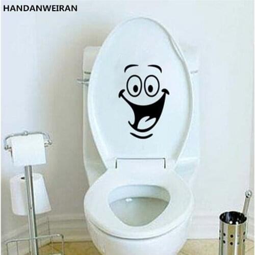 Cartoon Toilet Seat Sticker DIY Home Decor Removable Smile Face Funny Bathroom Toilet Seat Art Wall Sticker