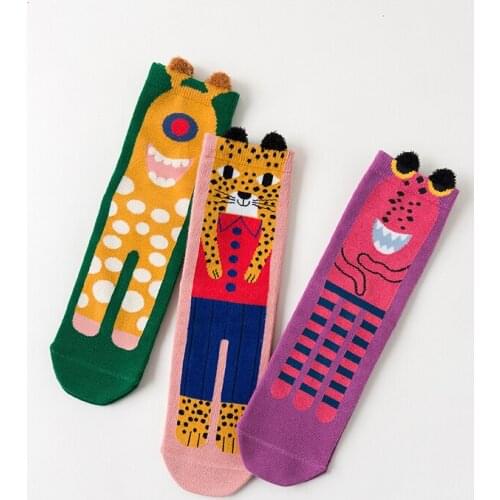 Caramella Harajuku Funky Women Socks Janpanese Sweet Colorful Socks Comfy Funny Long Cotton Socks Cartoon Animal Chaussete Femme