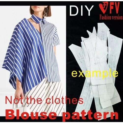 New style big-name shirt pattern fashion design sense blouse 1:1 garment cardboard sewing drawing BCY-94