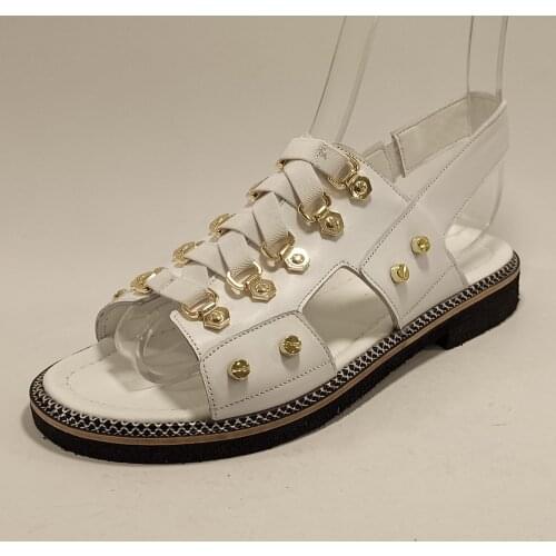 Women White Gladiator Sandals Spring Summer Beach Shoes Fashion Lightweight Comfy Real Genuine Leather Black Designer Flat