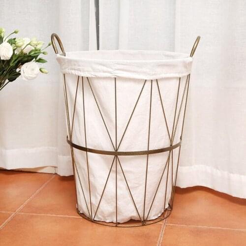 Zq INS Nordic Dirty Laundry Storage Basket Wrought Iron Laundry Basket Bathroom Laundry Basket