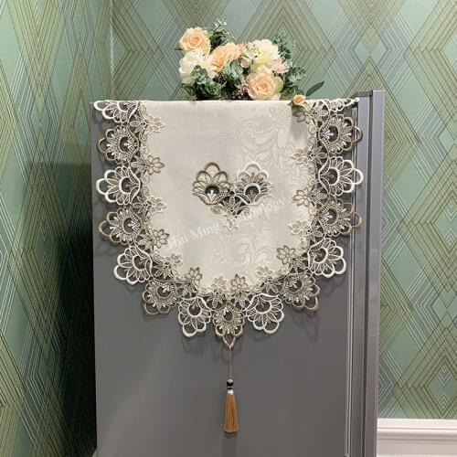 Oval Table Runner Refrigerator Cover Tassel Embroidered Tea Table Europe Tv Cabinet Tablecloth Lace Dresser Table Flag Shoe Dust