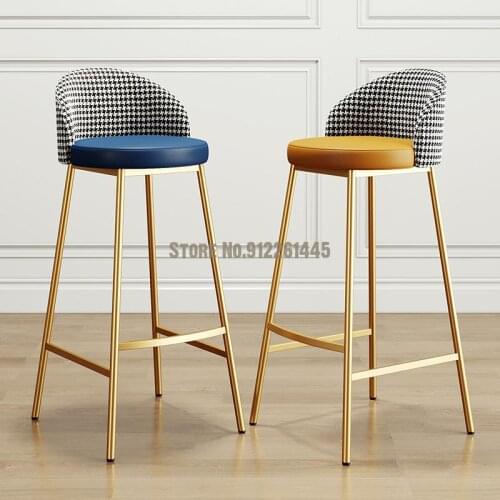 Light luxury bar stools modern minimalist home high stools net red chairs front desk bar stools stylish backrest bar chairs