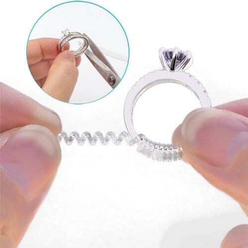 10cm Vintage Spiral Based Ring Size Adjuster Shell Hard Guard Tightener Reducer Resizing Tools Transparent Spring Rope Jewelry