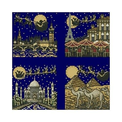 Magazine-Christmas Card Puzzle Christmas Counted Cross Stitch 11CT 14CT 18CT Cross Stitch Kits Embroidery Needlework Sets