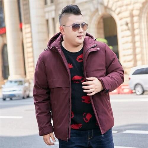 Color: Black Dark Blue Wine Red 2019 Winter New Mens Hooded Coat Extra Large XL-10XL Mens Jacket Casual Warm Thick Jacket