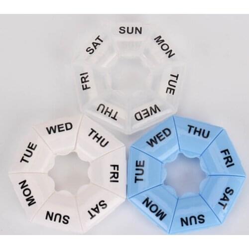 1Pcs Mini Round 7 Days Medicine Pill Box Portable Travel Vitamin Box Sort Tablet Holder Organizer Container Cases